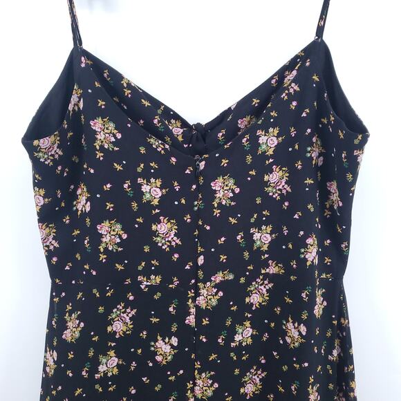 WAYF Retro Coq Y2k Babydoll Slip Dress Chiffon Floral TieKnot Lined Ruffle Hem M - Picture 13 of 16